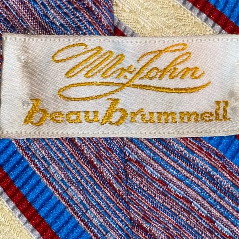 Vintage Mr. John BeauBrummell Striped Tie Purple Blue 56in Retro‎ Classic